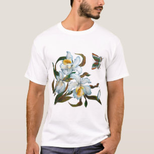Camiseta fundo transparente do buquê branco das orquídeas