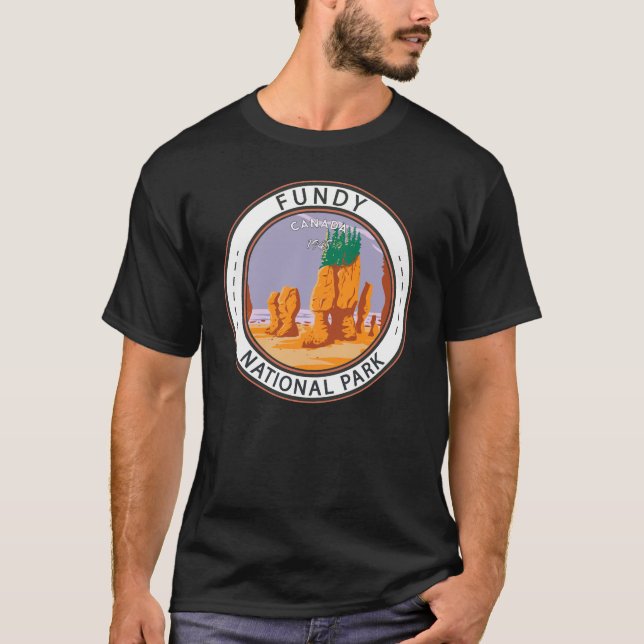 Camiseta Fundy National Park Canada Vintage Crachá (Frente)