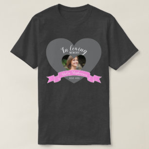 Camiseta funeral de fita rosa fotográfica do serviço de mem