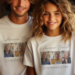 Camiseta Funeral/Memorial Amado Moderno com 3 Fotografias p