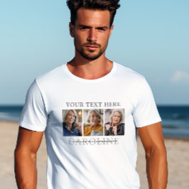 Camiseta Funeral/Memorial Moderno com 3 Fotos e Texto Perso
