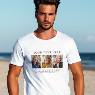 Camiseta Funeral/Memorial Moderno com 3 Fotos e Texto Perso