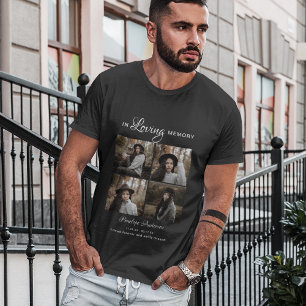 Camiseta Funerária Moderna com 4 Fotos Colagem