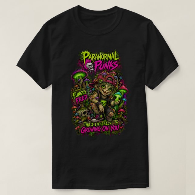 Camiseta Fungus Fred — Punks Paranormais (Frente do Design)