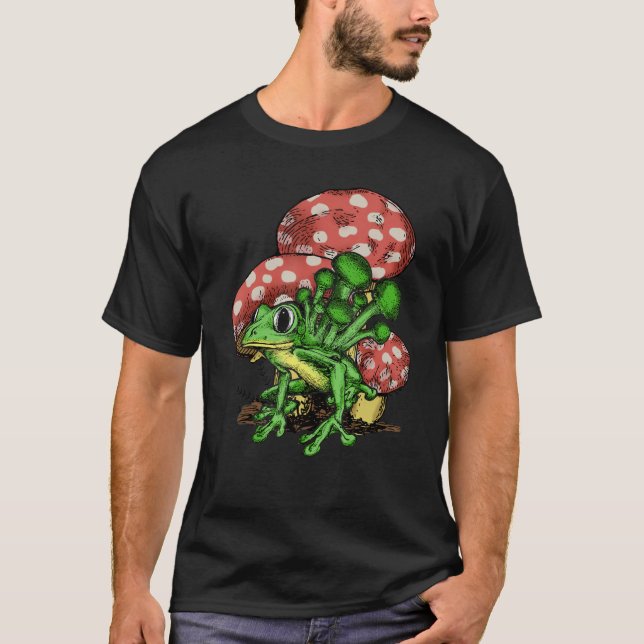 Camiseta Fungus Magic Psilocybin Cogumelos Sapo Gráfico (Frente)