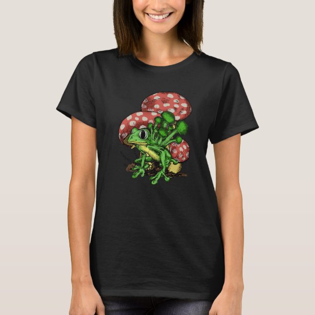 Camiseta Fungus Magic Psilocybin Cogumelos Sapo Gráfico (Frente)