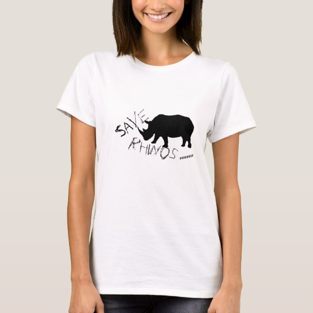 Camiseta Funky e Na moda Save Rhinos (Frente)