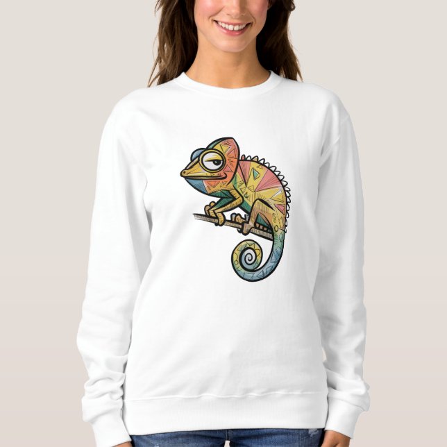 Camiseta Funky Geométrica Chameleon - Cartoon Colorido Rept (Frente)