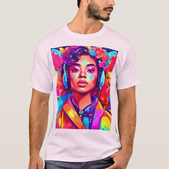 Camiseta Funky Lady Digital Trabalho de arte (Frente)