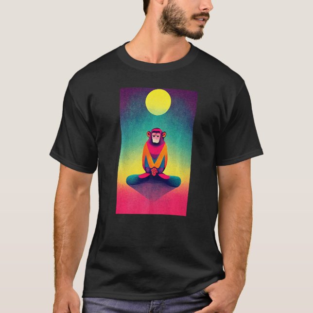 Camiseta Funky Munky Serene Meditating Monkey Design Premiu (Frente)