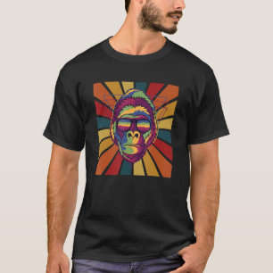 Camiseta Funky Retro Gorilla Com Óculos Cores