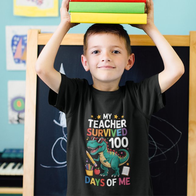 Camiseta Funny 100 Days Survived Teacher (Criador carregado)