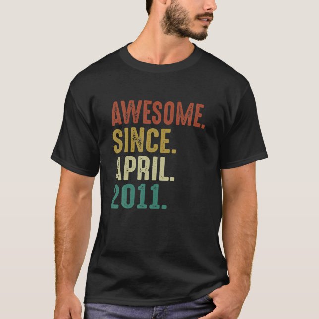 Camiseta Funny 11 Year Old Birthday Gifts Awesome Since Apr (Frente)