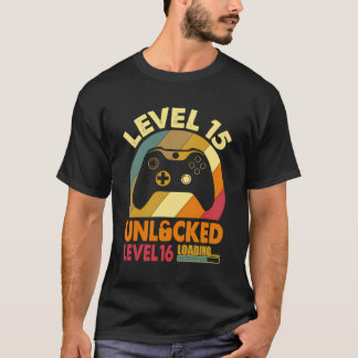 Camiseta Funny 15 Anos Antiga Gamer Vintage Retro Nível 15 