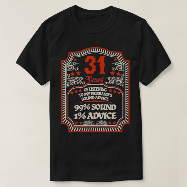 Camiseta Funny 31st Wedding Anniversary Tee For Her  Women  (Frente do Design)