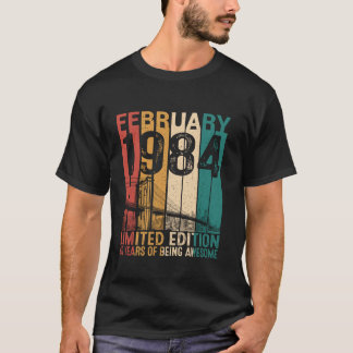 Camiseta Funny 40 Anos Fevereiro De 1984 Retro 40th Birthd