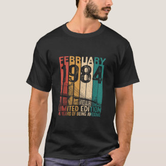 Camiseta Funny 40 Anos Fevereiro De 1984 Retro 40th Birthd