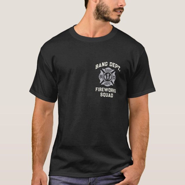 Camiseta Funny 4 de julho Bang Dept FIREWORKS SQUAD Pyro T (Frente)