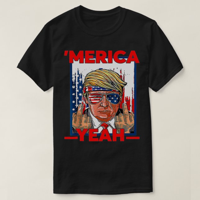 Camiseta Funny 4th Of July Patriotic Donald Trump 'Merica U (Frente do Design)