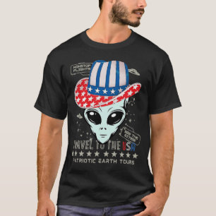 Camiseta Funny 4th of July Patriotic Earth Tours UFO Alien