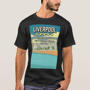 Camiseta Funny 5 estrelas Liverpool River Skyline UK Viagem