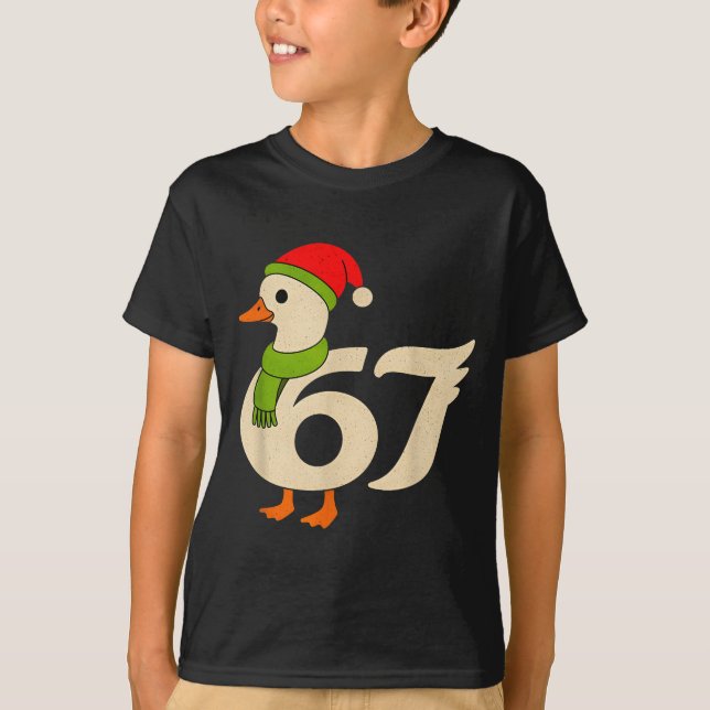 Camiseta Funny 67 Goose Christmas 6 7 Meme Duck Santa Hat F (Frente)