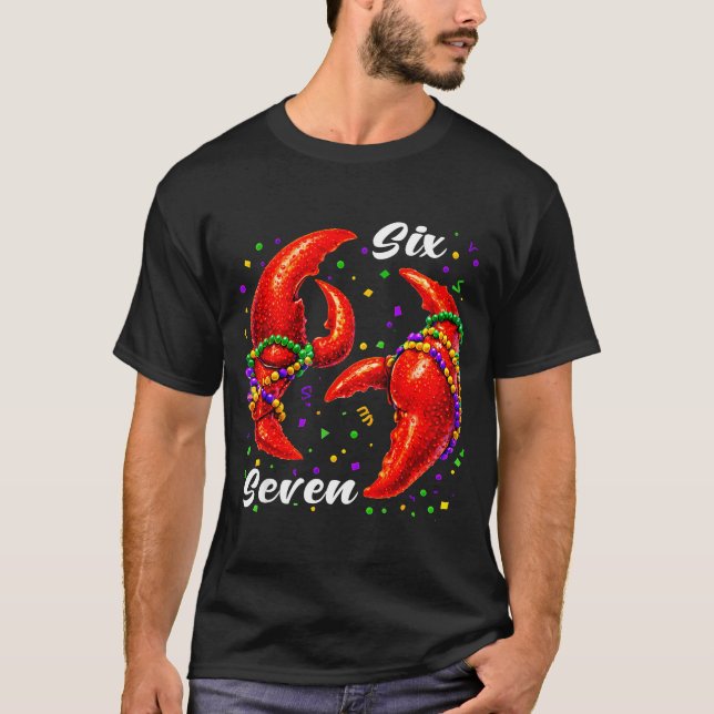 Camiseta Funny 67 Mardi Gras Crawfish Meme 6 7 Beads Six Se (Frente)