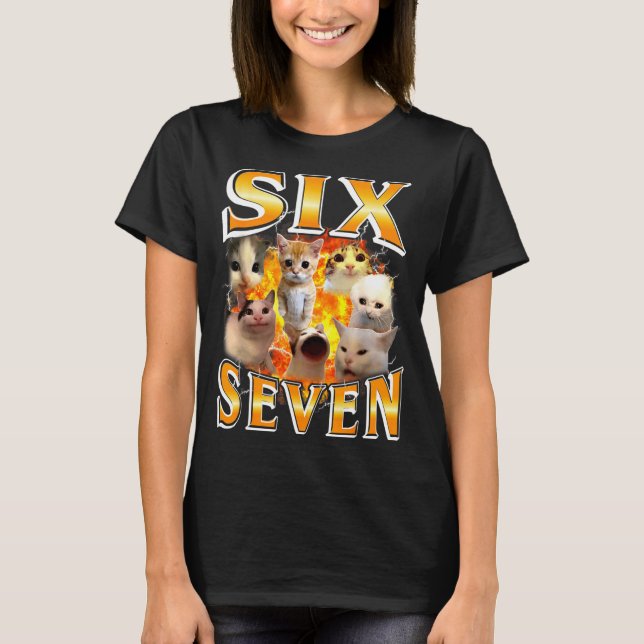 Camiseta Funny 67 Meme Six Seven Cat Meme Funny Bootleg Gra (Frente)