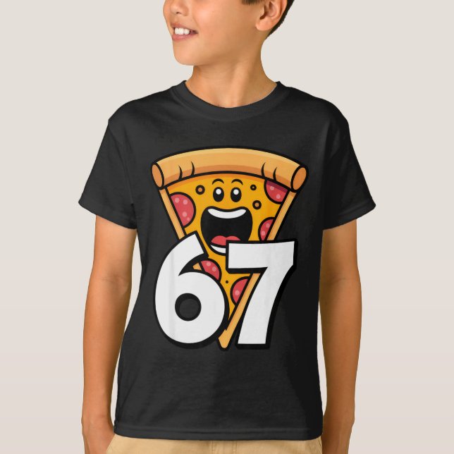 Camiseta Funny 67 Meme Six Seven Humor Food Zza  (Frente)
