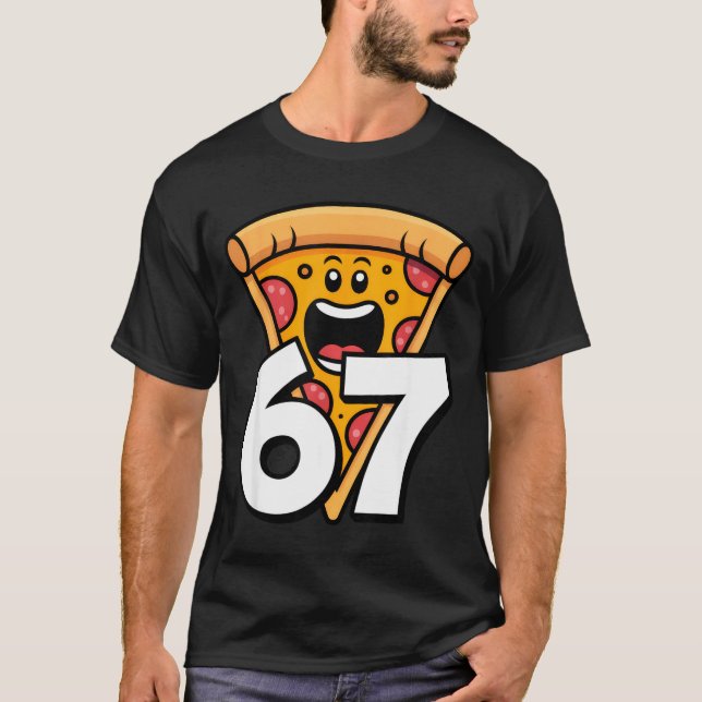 Camiseta Funny 67 Meme Six Seven Humor Food Zza  (Frente)