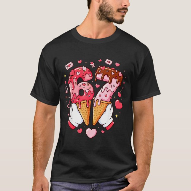 Camiseta Funny 67 Meme Six Seven Ice Cream Matching Couples (Frente)