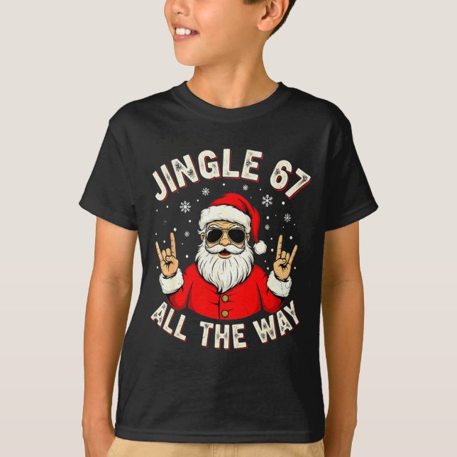 Camiseta Funny 67 Rock On Santa Six Seven Trendy Meme Holid (Frente)