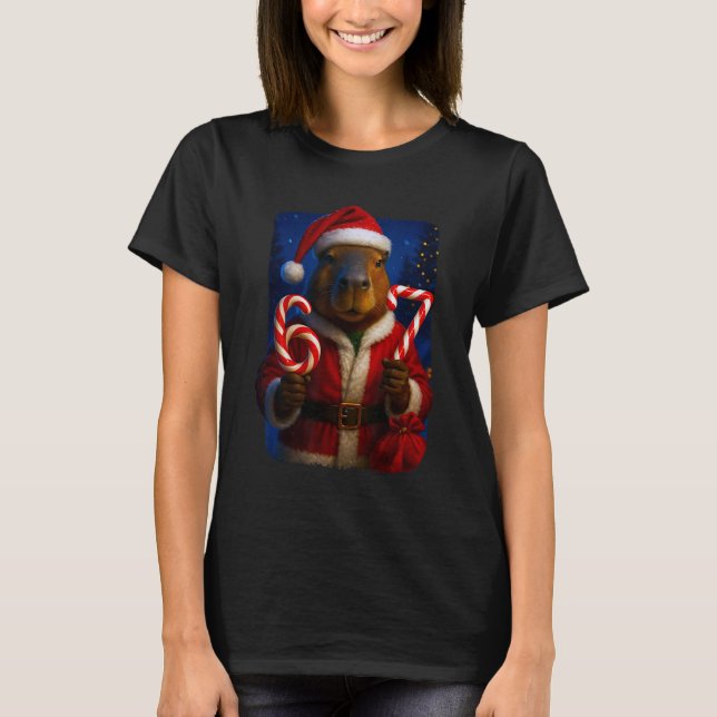 Camiseta Funny 67 Santa Capyra Six Seven Ironic Christmas M (Frente)