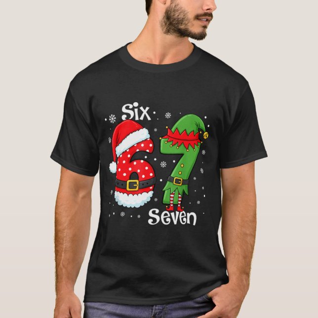 Camiseta Funny 67 Six Seven Meme 6 7 Elf Santa Christmas Pa (Frente)