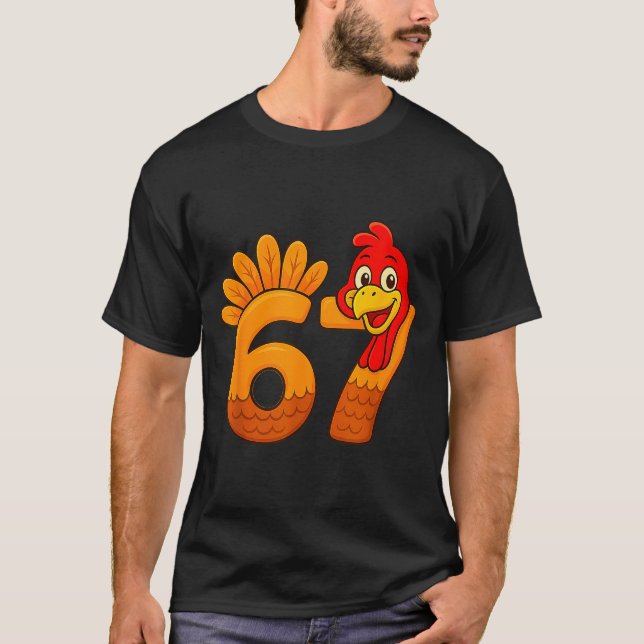 Camiseta Funny 67 Thanksgiving Turkey Face 67 Number  (Frente)