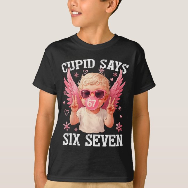 Camiseta Funny 6 7 Meme Heart Cud Says Six Seven 67 Valenti (Frente)