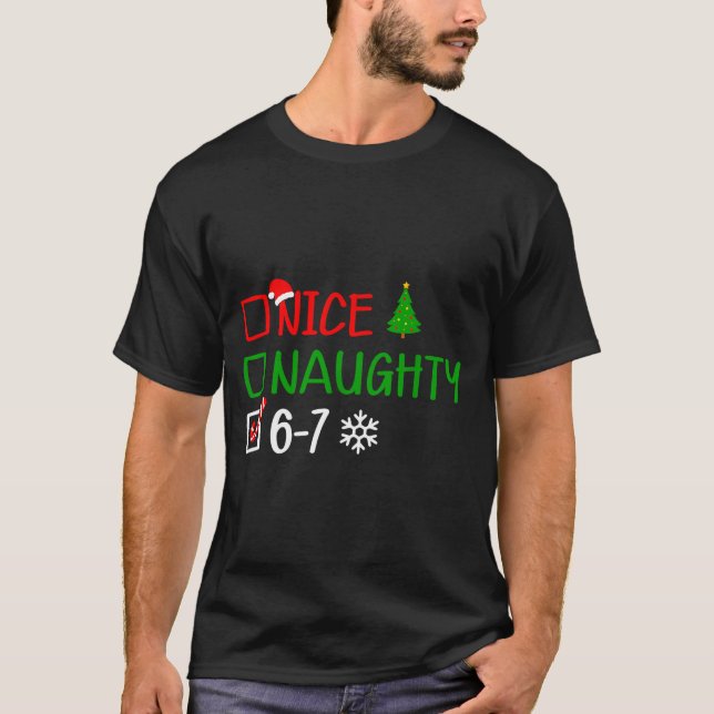 Camiseta Funny 6-7 Meme Nice Naughty Christmas Brain Rot Gr (Frente)