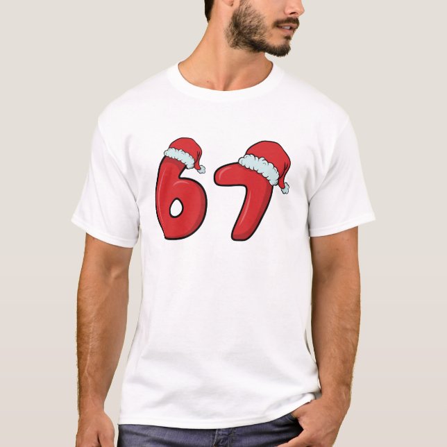 Camiseta Funny 6 7 Santa Hat Christmas  (Frente)