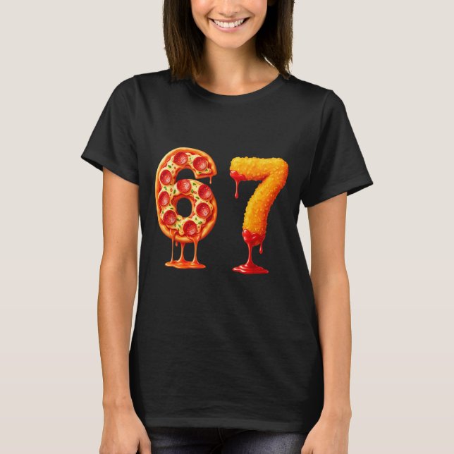 Camiseta Funny 6 7 Zza Nugget Meme Six Seven 67 Food Lovers (Frente)