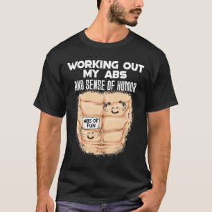 Camiseta Funny Abs Exercício Musculatura Construção de Port