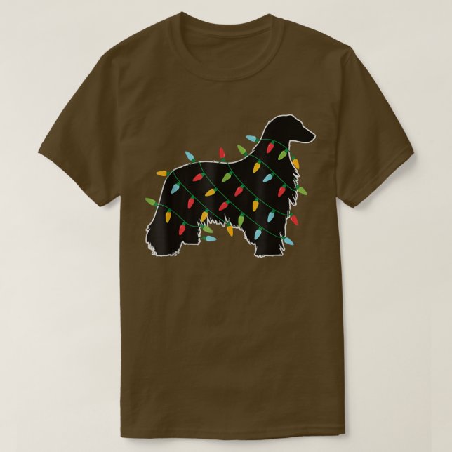 Camiseta Funny Afghan Greyhound Tree Christmas Lights X (Frente do Design)