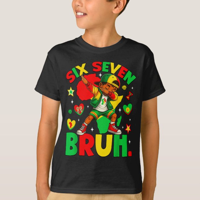 Camiseta Funny African Black Dabbing Bruh Seven History Ame (Frente)