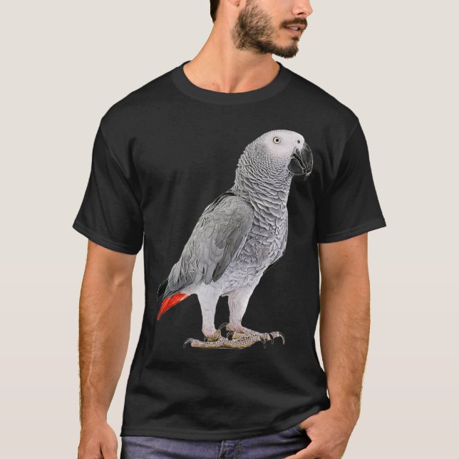 Camiseta Funny African Grey Parrot Bird  Womens Mens Kids (Frente)