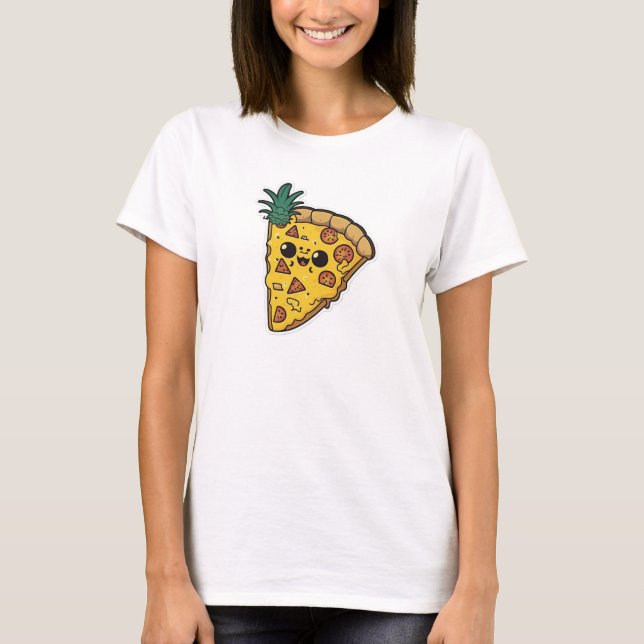 Camiseta Funny AI gerou Pizza de Abacaxi (Frente)