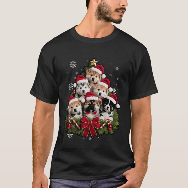 Camiseta Funny Akitas Dog Christmas Tree Xmas for Women Men (Frente)