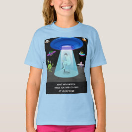 Camiseta Funny Alien Abduction Phone Distraction Sci-Fi 