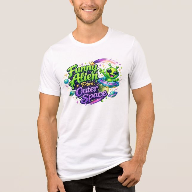 Camiseta Funny Alien From Outer Space Cute Cartoon Space (Frente)