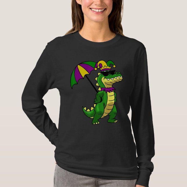 Camiseta Funny Alligator Vestindo Jester E Óculos De Sol Fu (Frente)