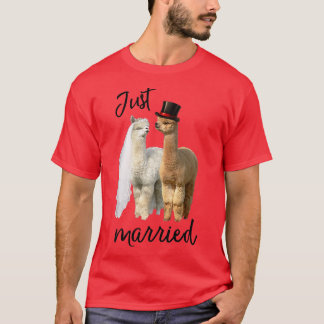 Camiseta Funny Alpaca Bride e Casamento de noivos
