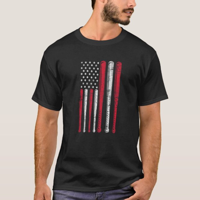 Camiseta Funny American Flag Baseball Team Premium (Frente)